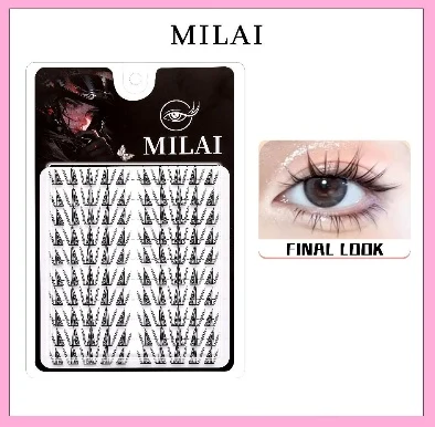 MILAI C37 bulu mata cluster Doll Eye Wispy dengan susunan 10–12–10 mm